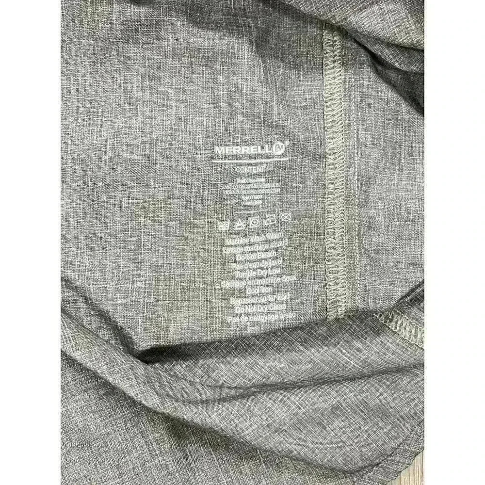 Merrell Mens XL Opti Wick UPF 30+ Shirt Metal Buttons Zip Pocket Gray Outdoor - Picture 4 of 9